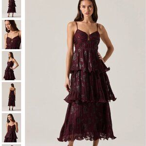 ASTR lupin floral pleated maxi dress (NWT)